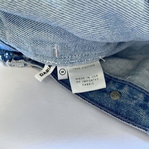 NWOT GRLFRND DARIA MEDIUM DENIM OVERSIZED DISTRESSED JEANS JACKET - M - Picture 12 of 13